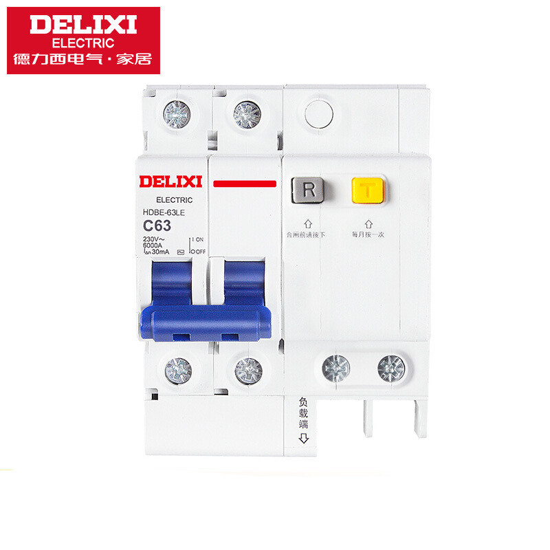 德力西 (DELIXI)空气开关 HDBE63LE2C63 家用空开带漏保小型漏电保护断路器 2P63A