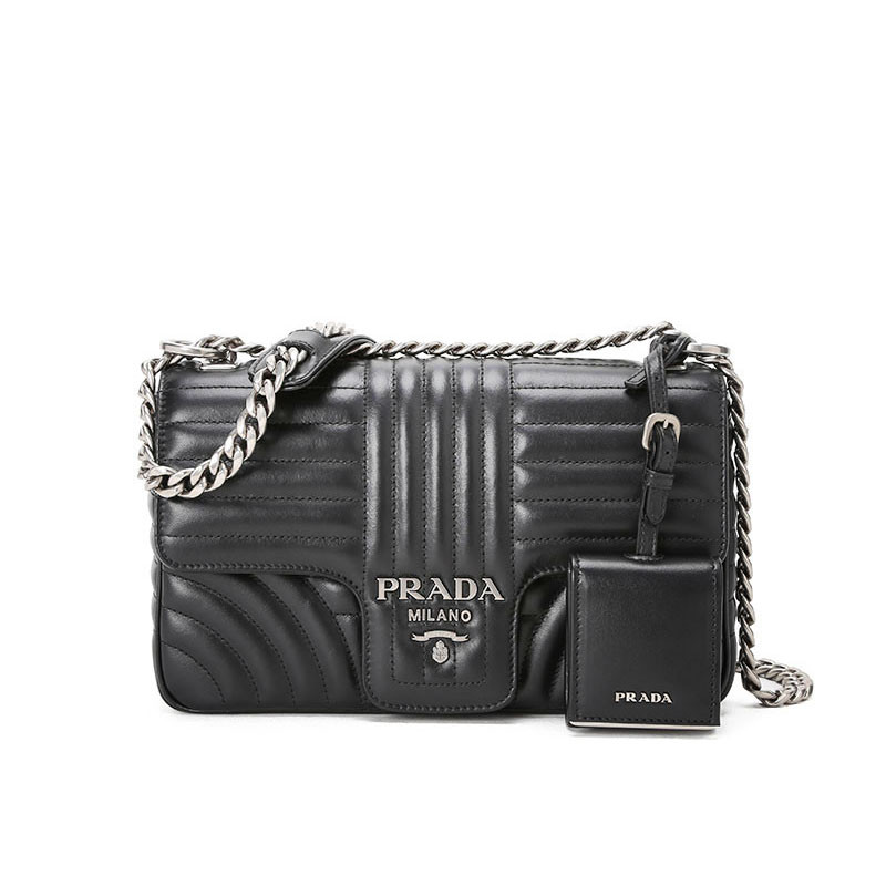 预售 PRADA/普拉达 Diagramme 单肩包 中号 1BD108 COX 黑色