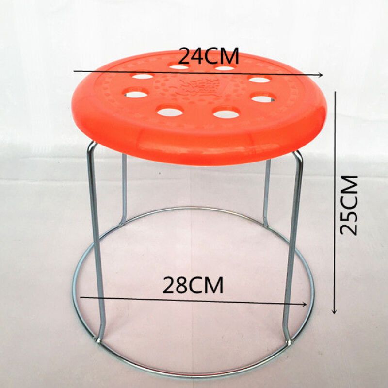 新款！加厚钢筋凳子换鞋凳铁凳现代简约圆凳子家用小凳子八孔凳子塑料凳板凳高凳餐凳J_688 小号八孔25厘米高