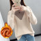 半高领加厚毛衣女秋冬2019新款时尚拼色洋气韩版宽松百搭上衣 XXXL 湖蓝色【加绒】