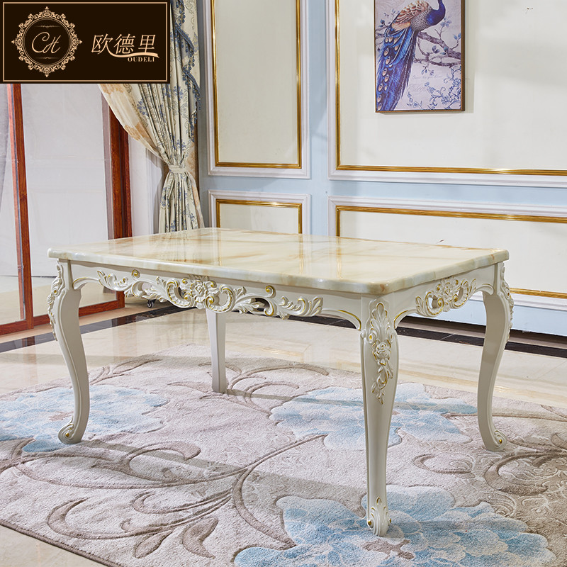 923欧式餐桌 1.3米大理石餐桌