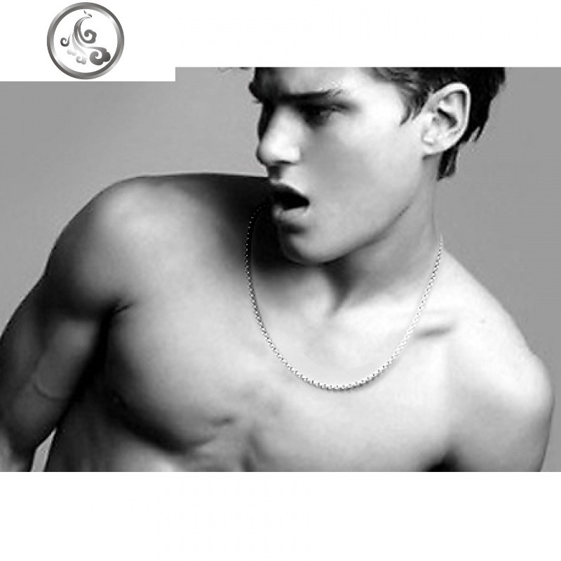 银饰品925银饰品配链复古男士银项链银珠环圈夜店配饰 3.5mm粗.55cm长
