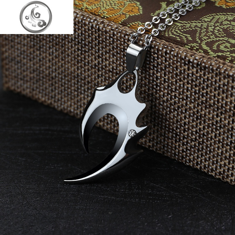 第2件不要钱/银色hiphop嘻哈日韩枫叶吊坠学生简约潮个性男女项链_1 月牙银钻