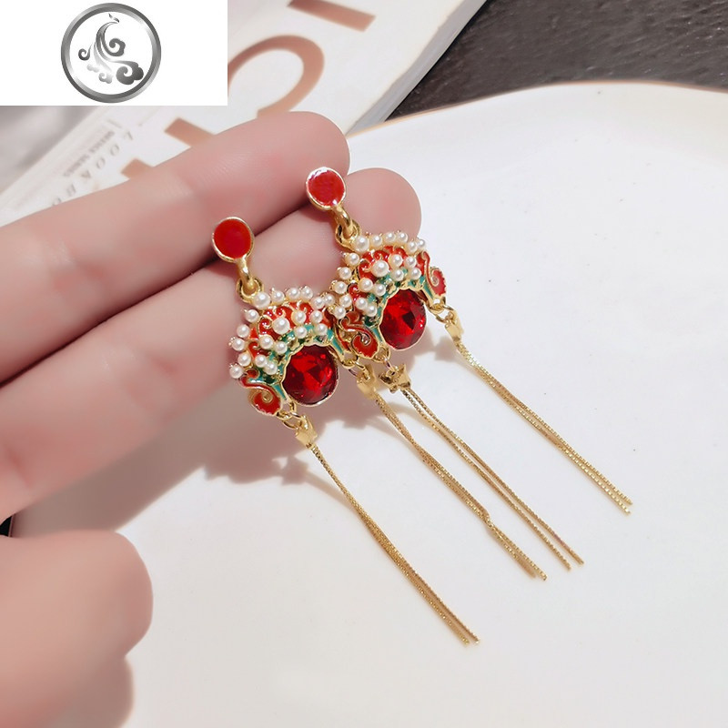 耳夹无耳洞女脸谱中国风耳钉复古耳环2019新款潮京剧流苏纯银耳饰