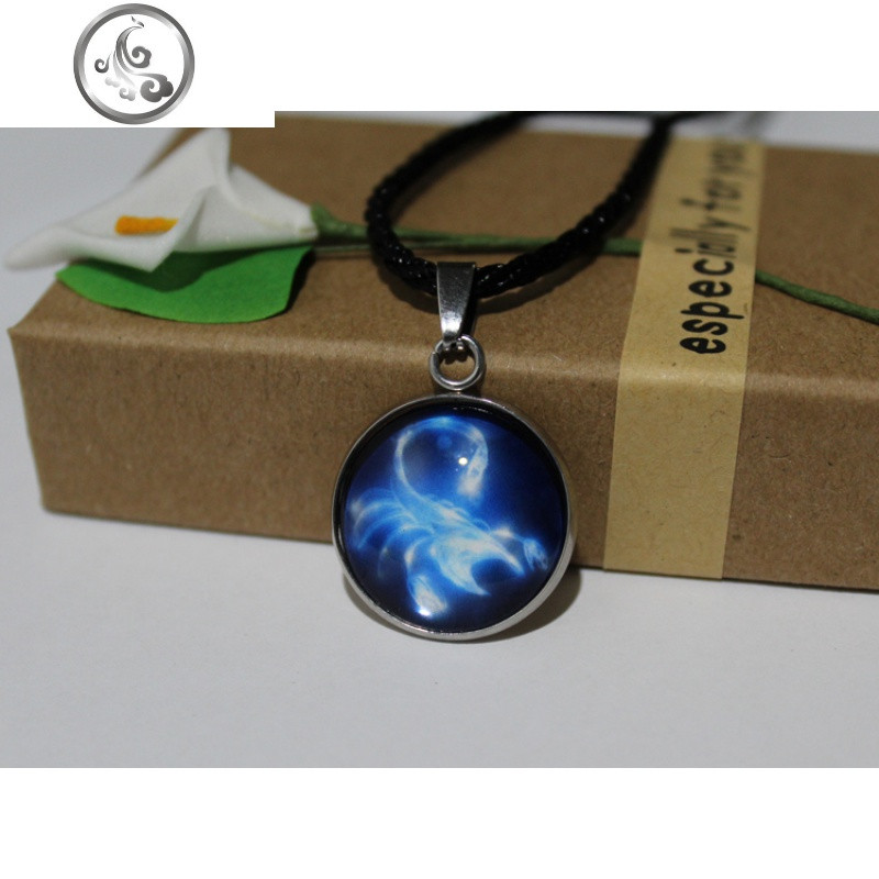 十二星座夜光版不色男女学生日韩版钛钢个性吊坠挂饰品 天蝎座钛钢版