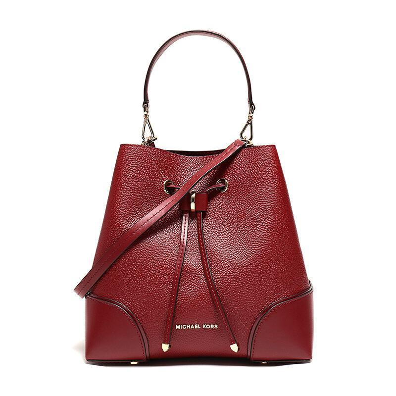 MICHAEL KORS 迈克·科尔斯 MK 女士皮质中号手提包单肩包水桶包 30F9GZ5L6L BRANDY-酒红色