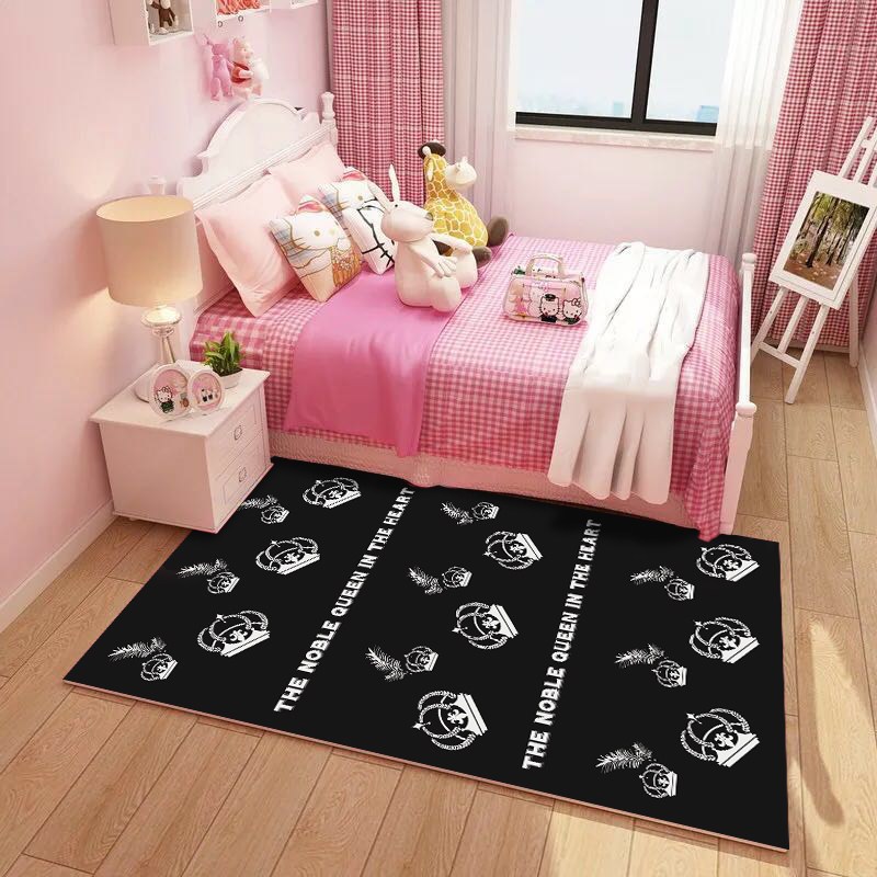 儿童房地毯公主房少女地毯瑜伽爬行毯床边毯客厅卧室机洗_312 160×230送门垫 女王的皇冠