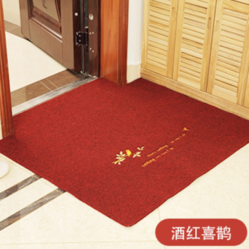 厨房地垫进地垫入户垫卫生间吸水脚垫卧室口地毯玄关垫子_116 定制尺寸请联系客服 酒红色喜鹊