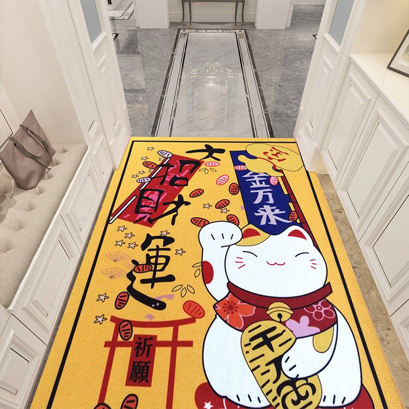 垫地毯家用喜庆口地垫玄关走廊卧室进防滑地毯_211_928_353_339 120×160厘米 大招财运黄色