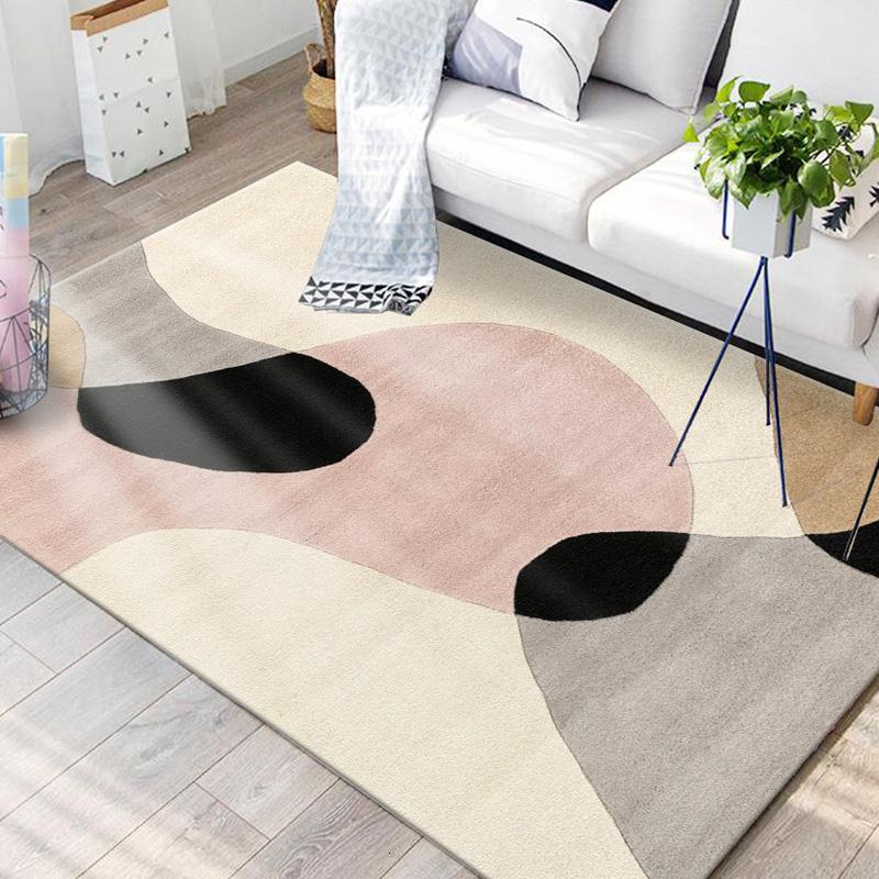 奇艺良品北欧风彩拼地毯简约卧室客厅防滑茶几毯少女房间装饰毯子_1_419 140x200CM送精美门垫 彩拼色块4