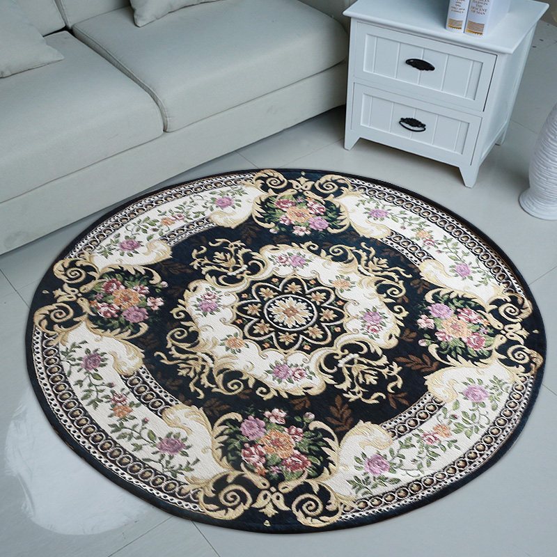 圆形地垫家用欧式电脑椅子垫子卧室客厅脚垫茶几吊篮吊椅地毯_2 160cm直径 908蓝