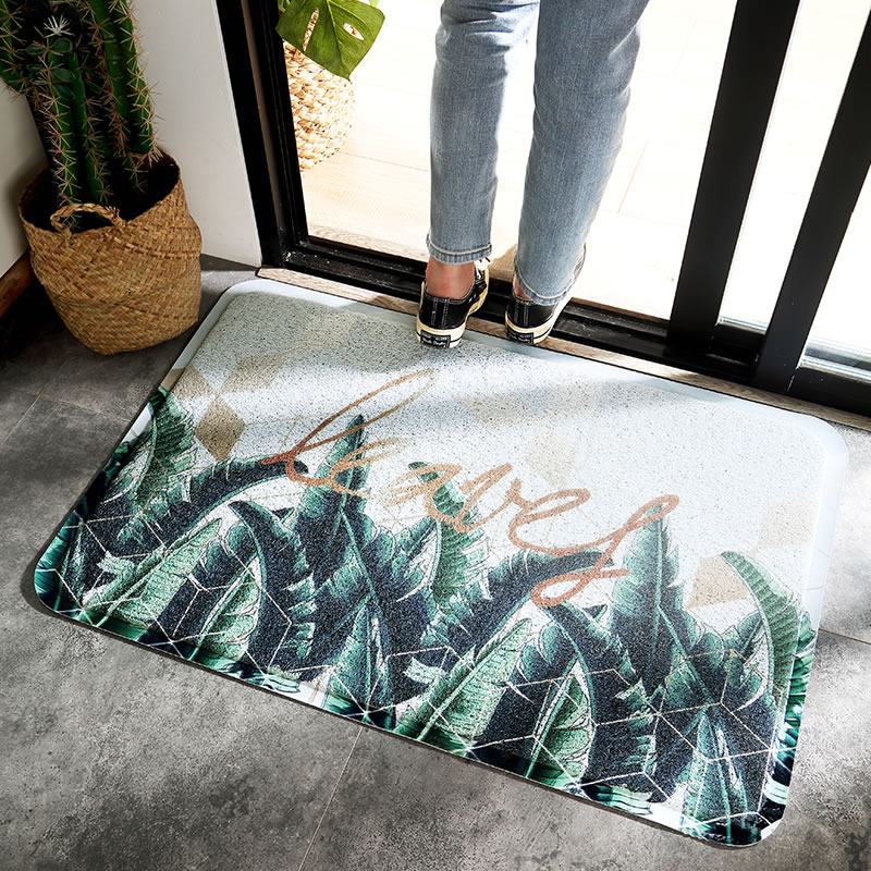 口地垫入户进入脚垫丝圈玄关厅地毯家用入户蹭脚垫垫_8 60x90cm 绿意葱茏