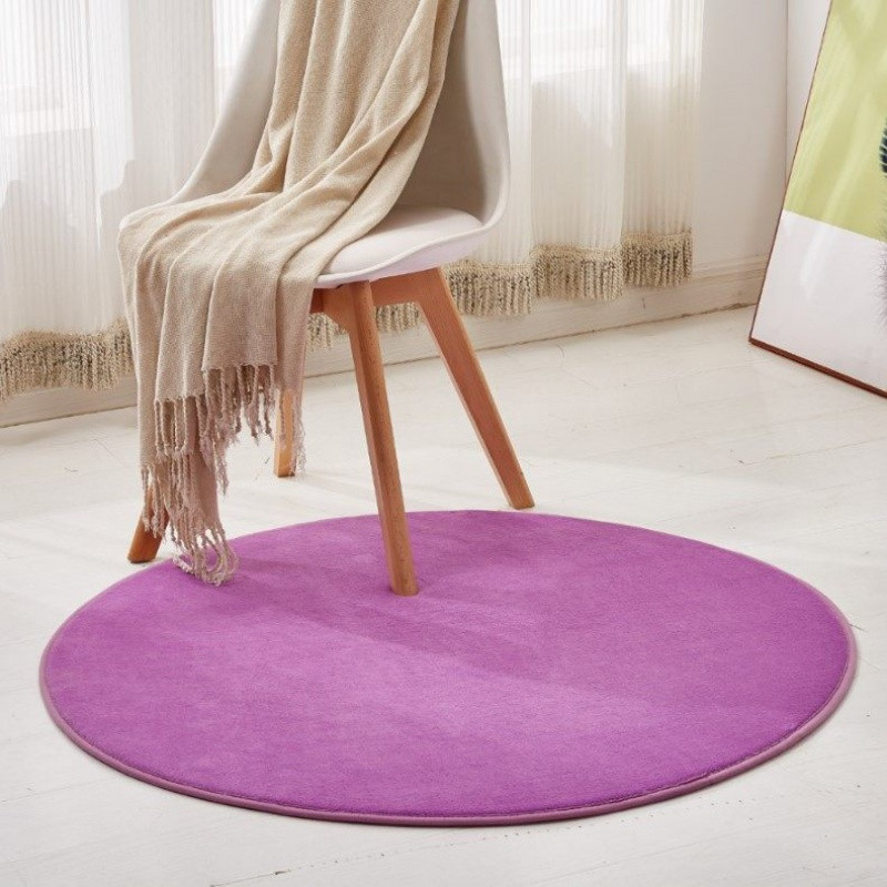 圆形珊瑚绒地毯客厅沙发毯卧室房间床边满铺毯榻榻米飘窗垫可定制_2 定制 紫色