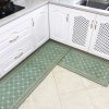 厨房地垫吸水吸油耐脏可擦家用长条脚垫防水防油防滑垫子进地毯_4 50cm*220cm【免费试用】 19网格绿