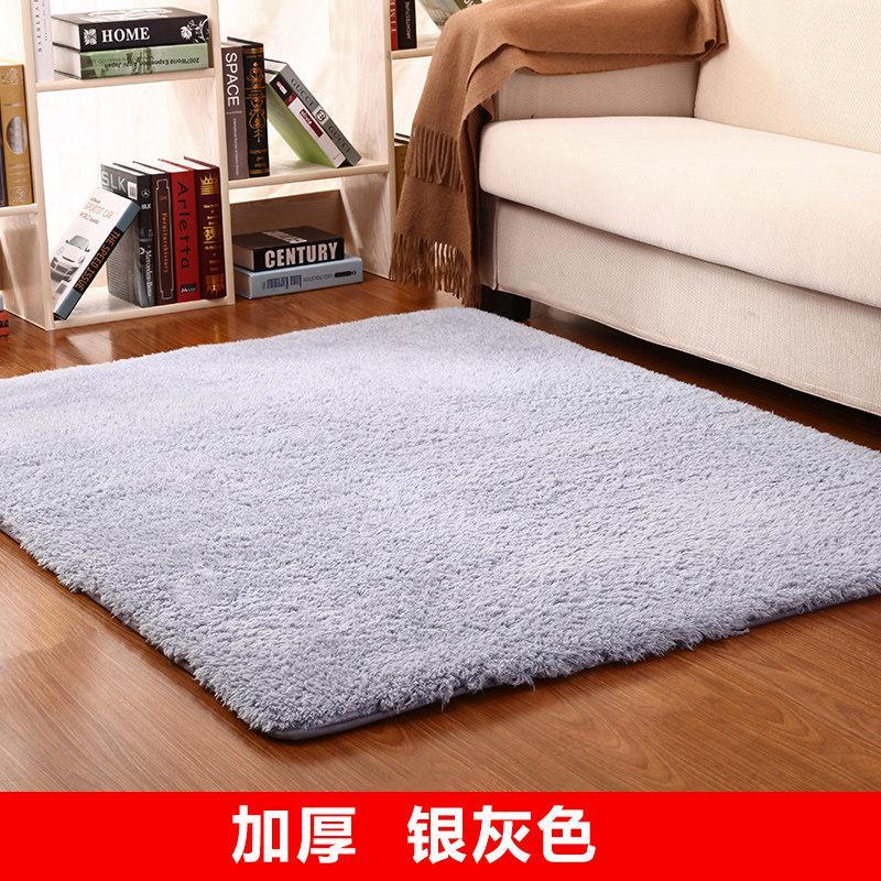 加厚简约现代客厅卧室茶几床边垫飘窗榻榻米满铺地毯可定制_1_640_86 1.6x2米（送门垫） 银灰色