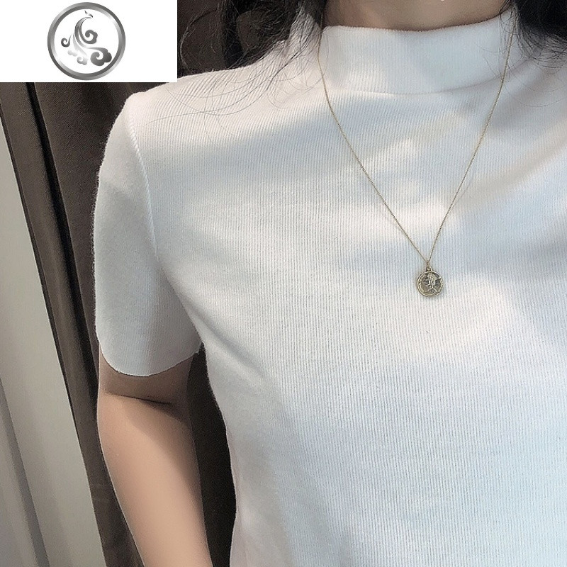 复古大气短款简约人像硬币毛衣链百搭2019年秋冬新款锁骨链项链女 人像-1.5cm毛衣链