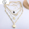 韩国网红街拍叠戴项链爱心锁混搭宽版链条吊坠锁骨链多层毛衣链女 4条一套