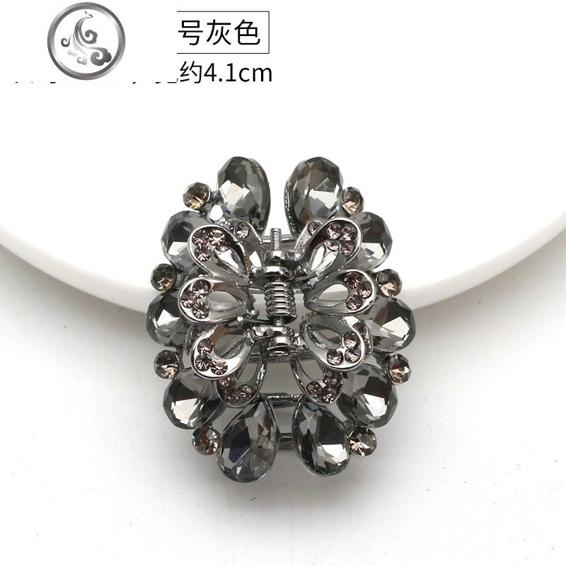 韩国发饰发抓头发夹子顶夹复古后脑勺水钻时尚抓夹小女中号_59 仿水晶中爪8号灰色