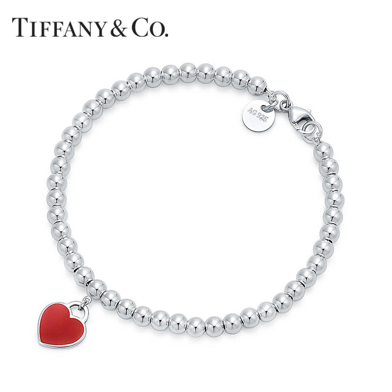Tiffany&Co.:蒂芙尼经典款红心珠手链 S925银(链长可选) 16.5