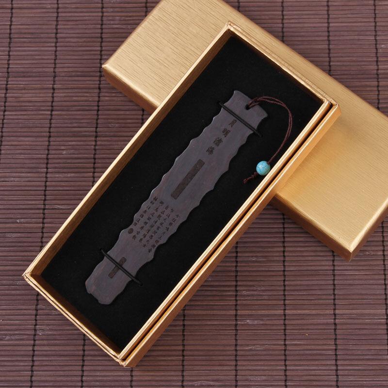 古典创意书签实木中国风文化生日商务会议出国送老外送老师_213 月明沧海黑檀色