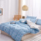 南极人(NanJiren)家纺 全棉四件套纯棉斜纹绗缝床品套件 床上用品1.5m床1.8米床床单被套 1.5-1.8米床通用（被套200x230cm） 都市格调-蓝