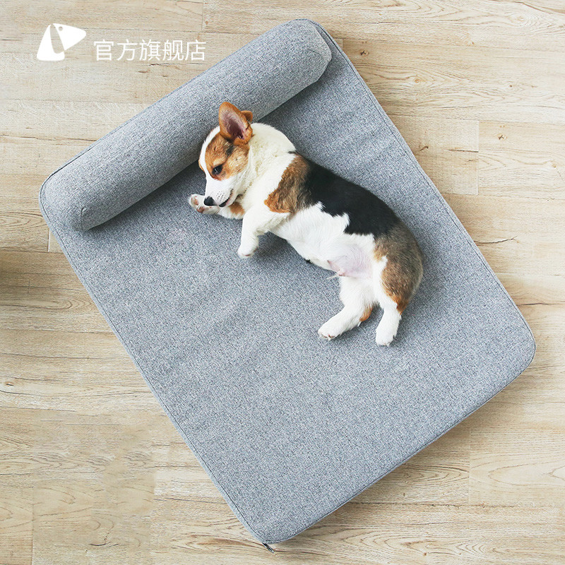 四季深睡床垫宠物狗窝小中大型犬猫窝暖冬天通用可拆洗狗狗床 M-中型 麻灰色
