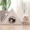 网红猫窝宠物深睡窝封闭式猫帐篷冬季保暖猫舍折叠猫咪屋猫抓板_4 S-小型（适合9斤内猫） 棕色+米色