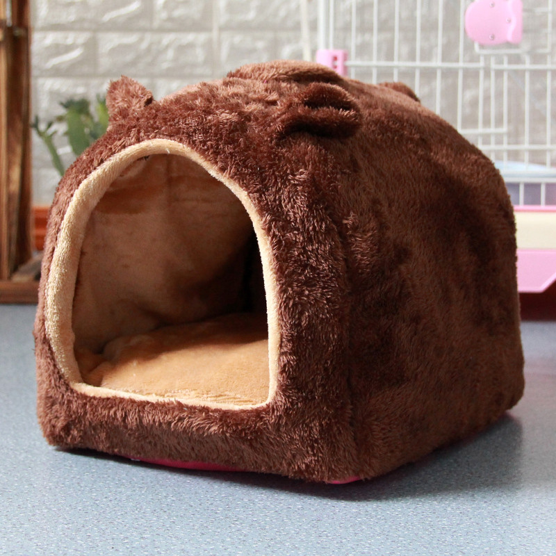 狗狗窝冬天保暖封闭式季四猫窝冬季房子型宠物小型犬通用泰迪网红 L-大型 咖啡色：送毛毯