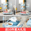 送10件套猫舍猫笼子猫别墅大型二三层猫咪笼子家用猫围栏用品 少女粉XL号2层3室多层猫笼