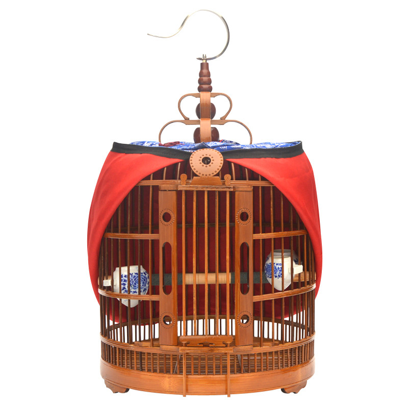 画眉鸟笼竹制精品贵州凯里鹩哥鸟笼全套配件手工老竹八哥鸟笼大号_1 福禄寿笼33cm简易版（空笼+笼钩