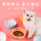 宠物猫碗狗碗狗盆猫食盆猫咪狗狗用品狗食盆陶瓷双碗饭盆多省_6_874 陶瓷碗（小型犬和猫咪可用） 浅口猫脸碗蓝色
