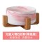 猫碗双碗陶瓷狗碗猫咪食盆饭盆狗狗喝水猫粮碗宠物用品实木防打翻_2 碗直径15.5cm碗深6.8cm 大理石纹粉+竹木底座2件拍组合46.6元