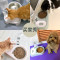 猫碗不锈钢狗碗双碗不湿嘴自动饮水器两用猫宠物粮狗食盆猫咪用品_5 适合猫/小型犬 浅灰色+防漏餐垫蓝色