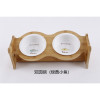 猫碗宠物用品碗陶瓷双碗食盆防打翻木架护颈吃饭喝水斜口碗猫咪碗_1 高度调节大小通用 双圆碗+木架+绿黄小鱼