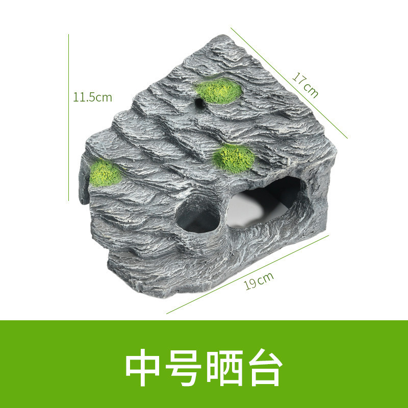 龟缸爬台造景假山晒背台龟台喂食用品用具头龟趴台大号_1 默认尺寸 中号方形晒台