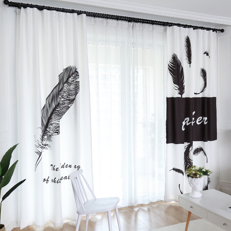 6挂钩【高度免费改短】 黑羽毛窗帘b款