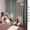 北欧简约现代纯色窗帘成品定制卧室客厅飘窗百搭清新遮光灰色窗帘_2 宽2.5高2.6挂钩【高度免费改短】 丝绒麻雅致蓝窗帘