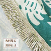 北欧绿色圆桌布棉麻田园清新绿小圆茶几餐桌布艺圆形阳台家用台布 直径85cm 火烈夏日绿色流苏圆桌布