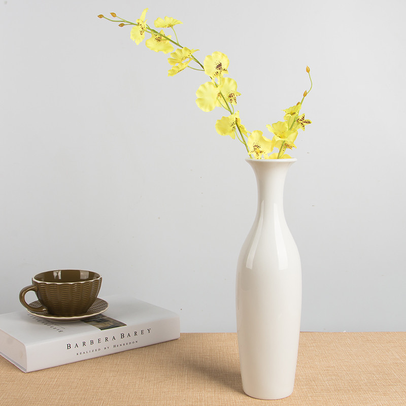 陶瓷反口花瓶 30cm陶瓷花瓶纯色陶瓷花瓶 电视柜花瓶简单欧式高清实拍