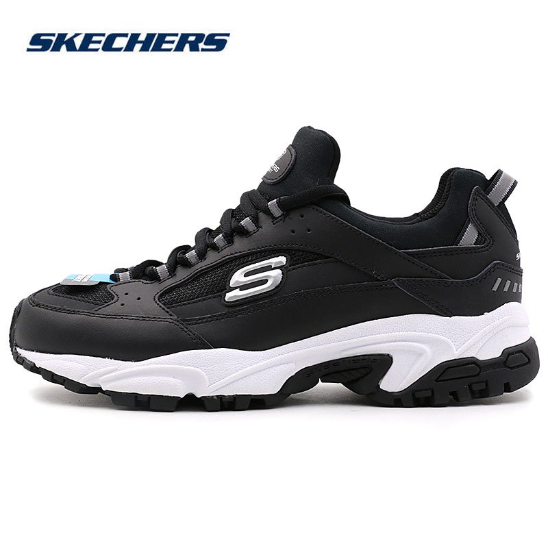 斯凯奇（SKECHERS）男鞋秋季新款缓震跑步鞋厚底显高运动休闲熊猫鞋666028 666028-BLK（男） 8（41码）