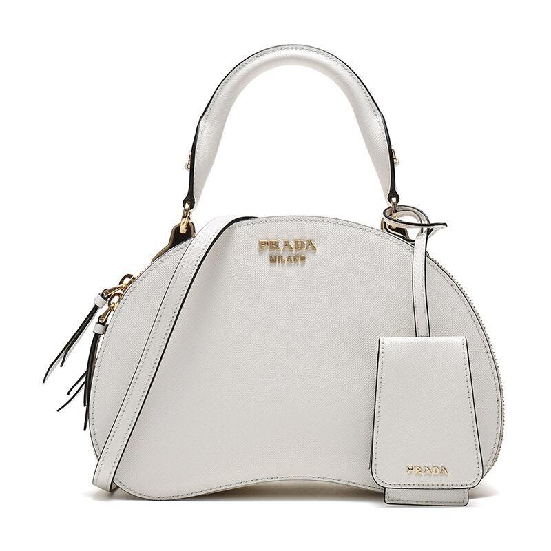 PRADA 普拉达 女士牛皮手提包单肩斜挎包 1BA238 NZV F0009-V-OOG-白色