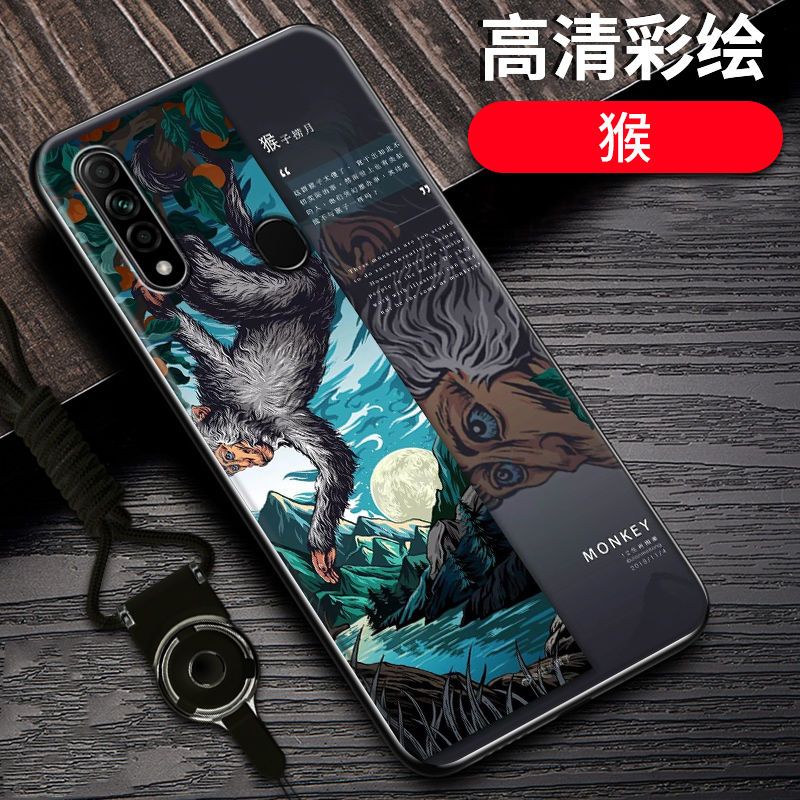 oppoa8手机壳防摔OPPOA8十二生肖国潮定制硅胶全包边PDBM00保护套_218 猴-12生肖-黑边国潮彩绘OPPOA9/F11/A9x