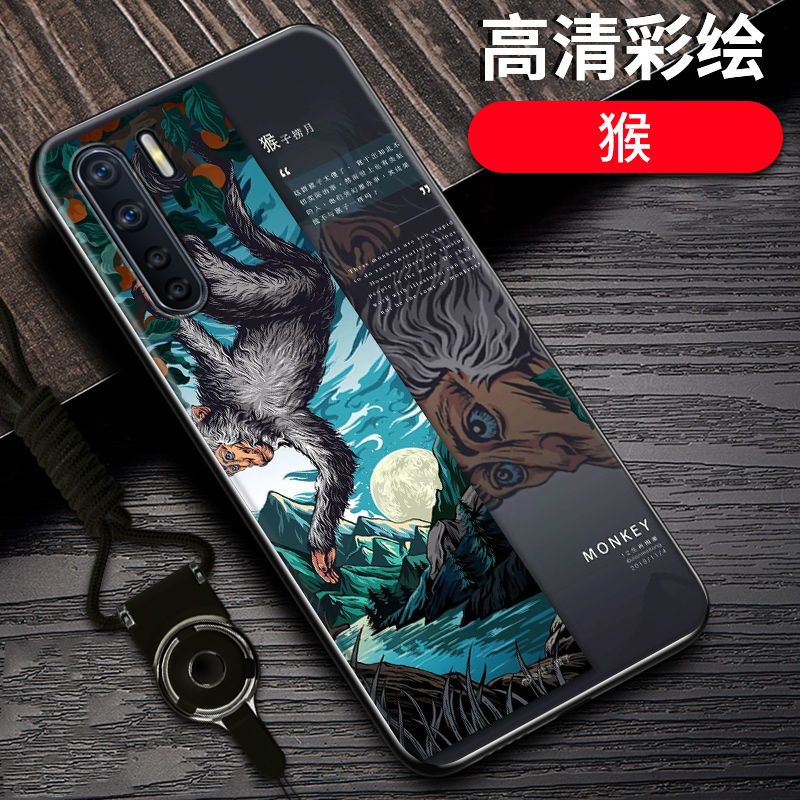 oppoa91手机壳防摔A91十二生肖国潮定制软硅胶全包边PCGM00保护套_500 猴-12生肖-黑边国潮彩绘OPPOA11/A11x
