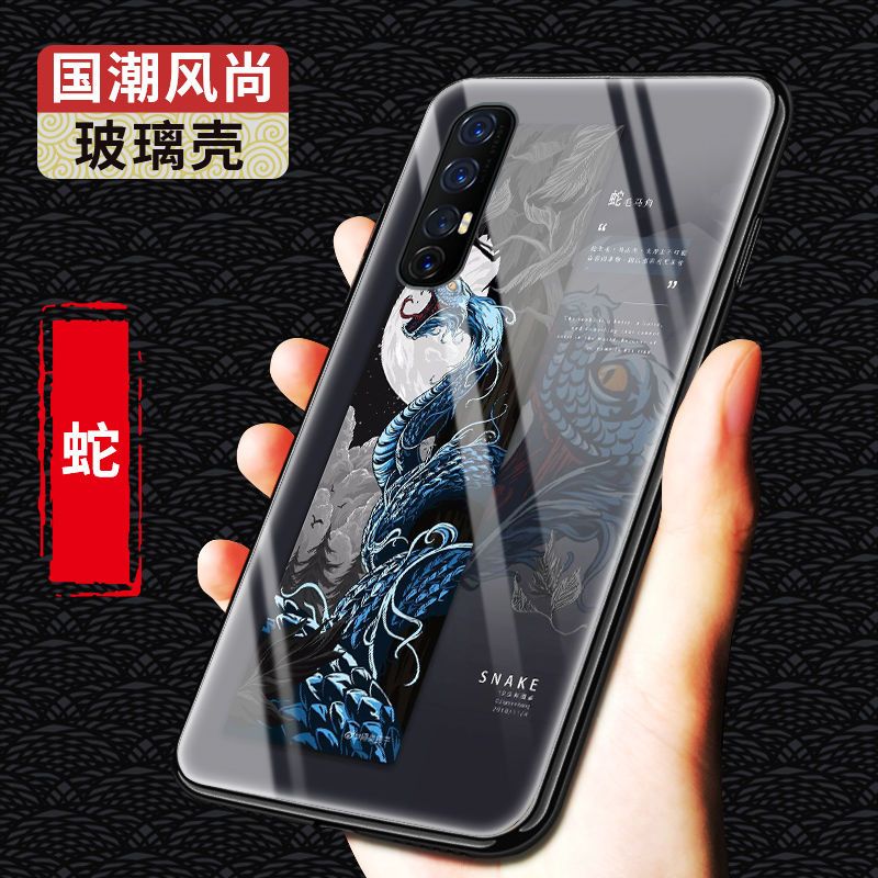 opporeno3手机壳玻璃壳防摔十二生肖国潮硅胶新款reno3pro保护套【12月31日_279 蛇-12生肖-国潮玻璃壳opporeno3pro/5G版