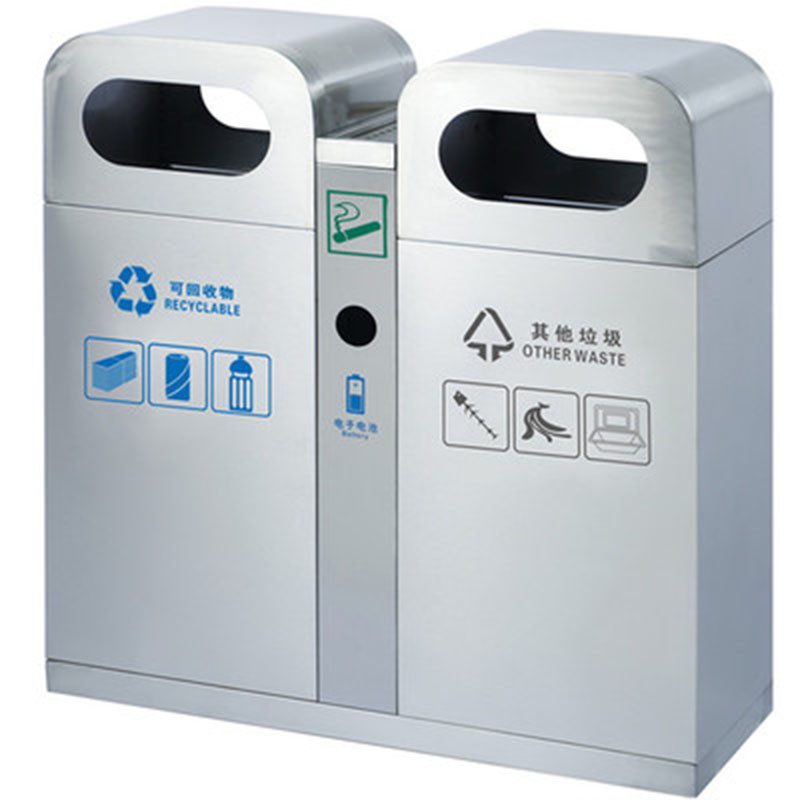 室内分类垃圾桶售楼部不锈钢果皮箱大型商场过道地铁环保双筒学校_2 A-102不锈钢