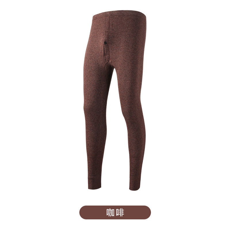 俞兆林男士秋裤保暖裤单件加绒加厚棉毛裤线裤秋冬打底衬裤 XL 咖啡