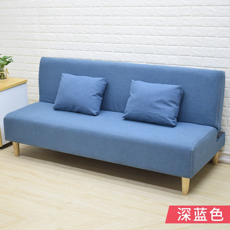 苏宁放心购沙发床两用单双人经济型可折叠简易布艺出租房客厅懒人小户型沙发简约新款_654 深蓝色不可拆洗长1.6米三人座(带两抱枕)