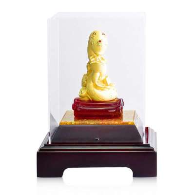 梦克拉 千足金铸金蛇年工艺礼品生肖蛇摆件 鸿运当头