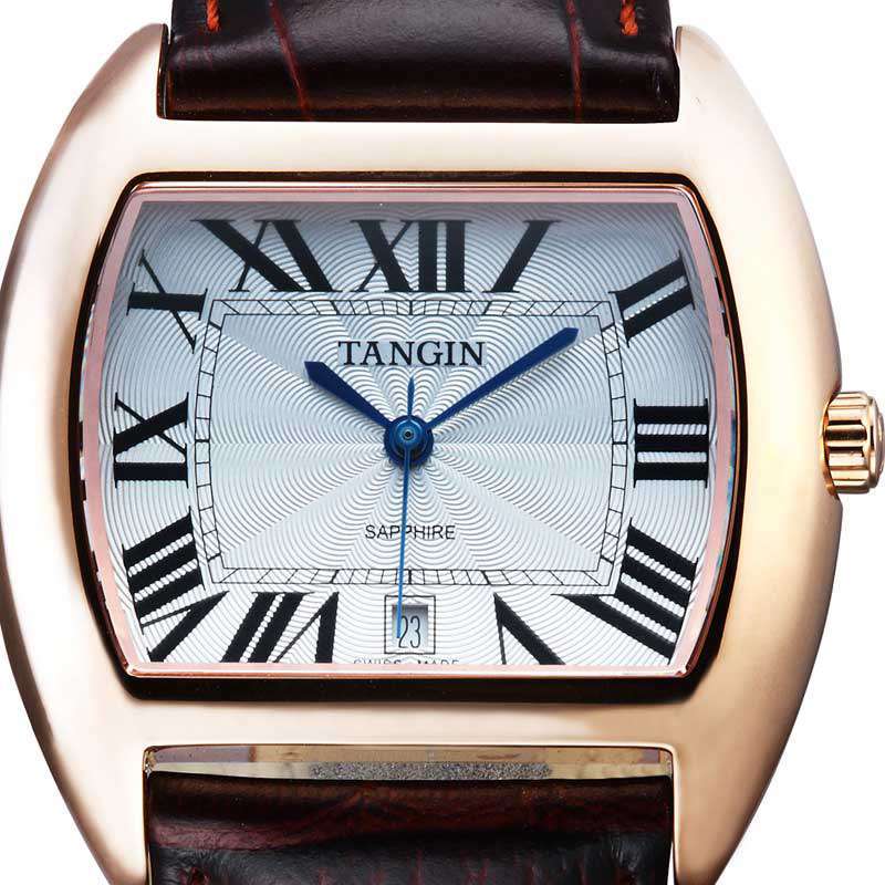 瑞士天骏tangin时尚真皮系列石英中装表白色t02261bkw