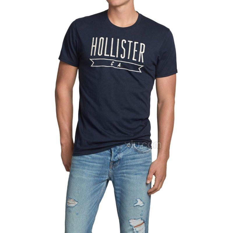 hollister 男士圆领短袖 字母t恤 蓝色 m